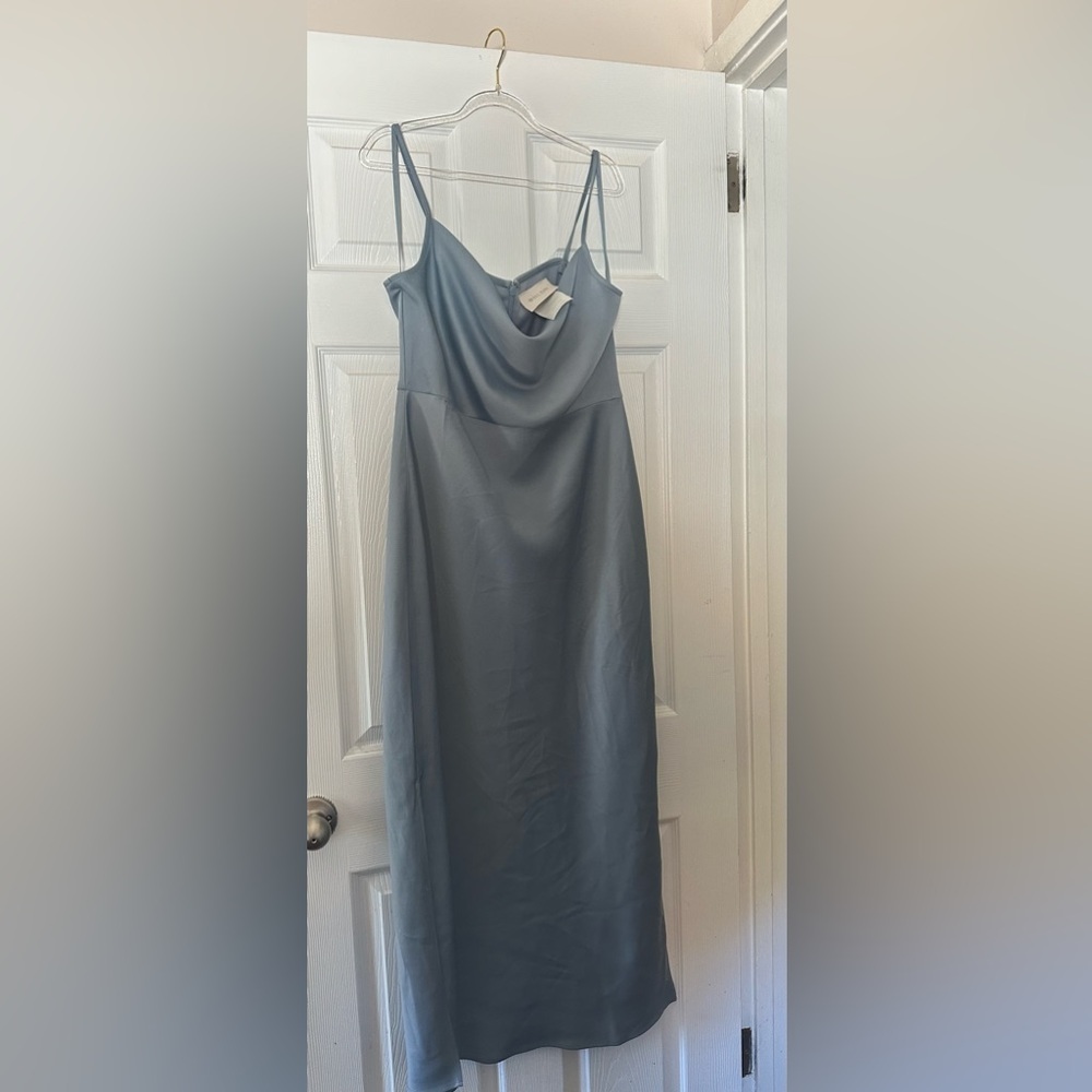 BHLDN Cali Satin Cowl-Neck Midi Slip Dress